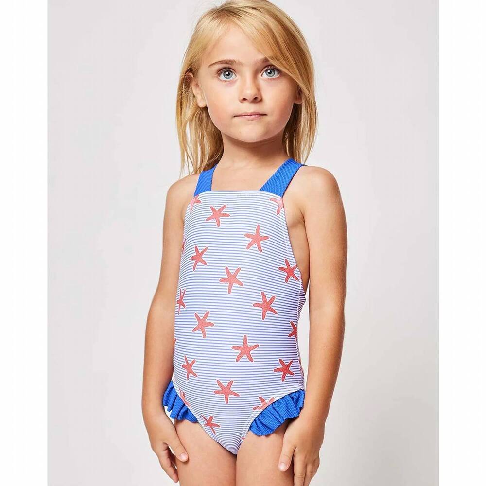 NEW FINA EJERIQUE kid's star one piece bathingsuit in blue